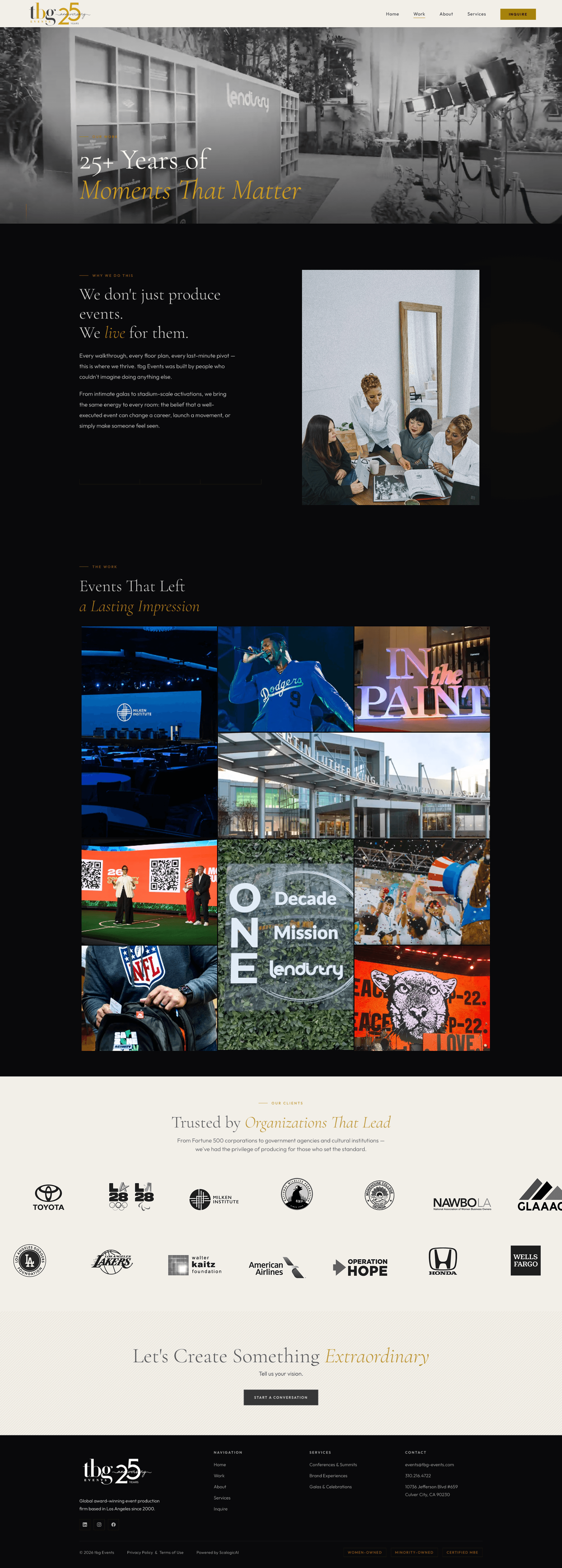 New tbg Events portfolio page